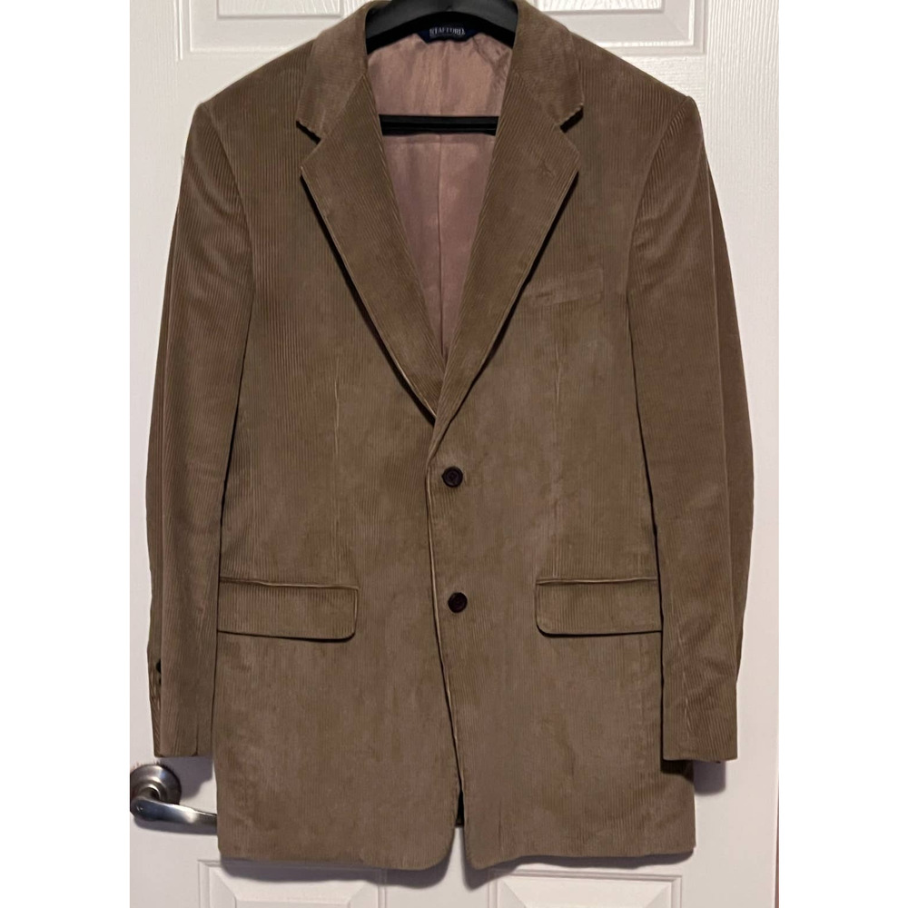 Stafford Light Brown Corduroy Two Button Front Sports Jacket/Blazer Size 42L